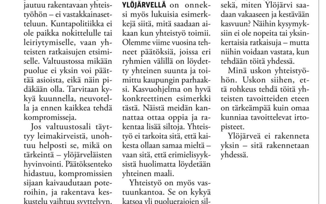 Ylöjärvi tarvitsee yhteistyötä
